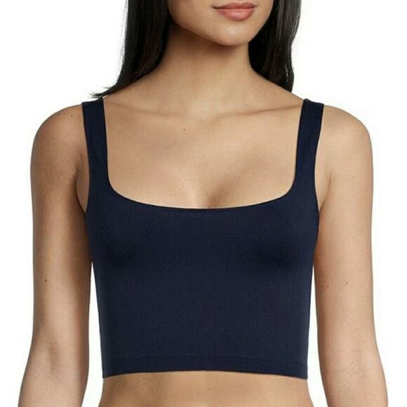 Free People Scoop Neck Crop Top Navy Sleeveless Cropped Brami M/L New - Picture 1 of 8